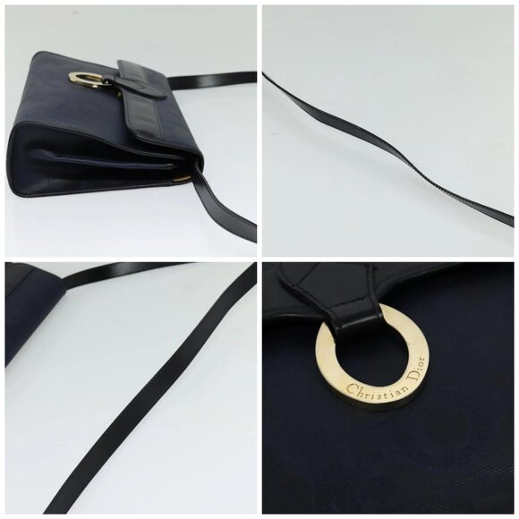 Christian Dior Trotter Canvas Shoulder Bag PVC Navy Gold Auth ep9088 - Picture 16 of 16